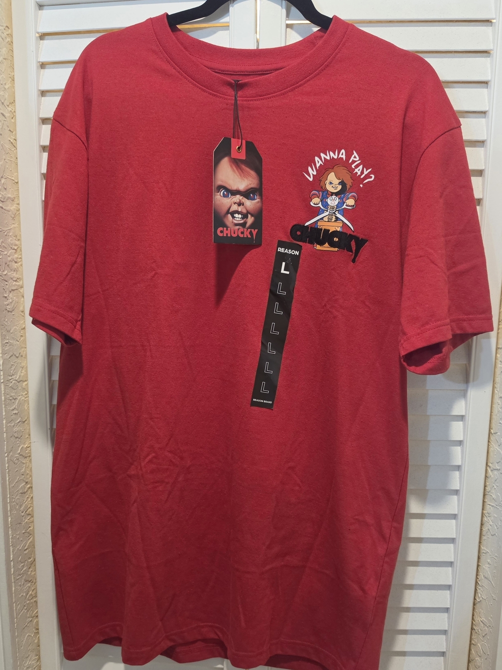 Reason Chucky Graphic Tee in Red with Multicolor Print
